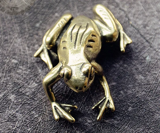 

Copper Brass Handmade frog tabletop small ornament tea pet handle animal metal model Statue figurines Meditation 2PC SET