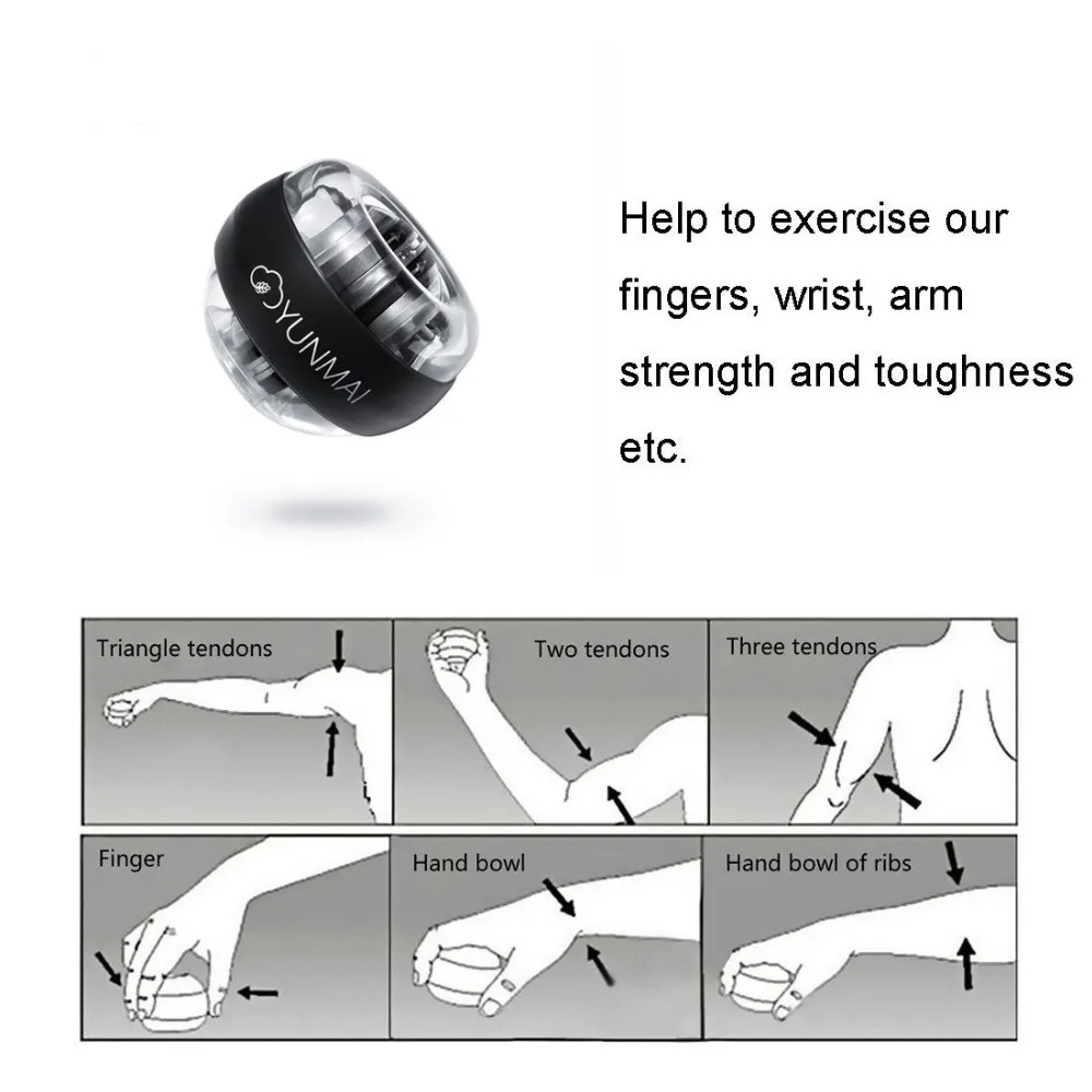 For Mi Youpin Yunmai Powerball Anti-stress Wrist Trainer LED Gyroball Essential Spinner Gyroscopic Forearm Exerciser Gyro Ball images - 6