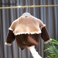 rinikinda 2022 kids knitted pullover girls long sleeve knit ruffles sweater new winter baby clothing girls pullover sweaters