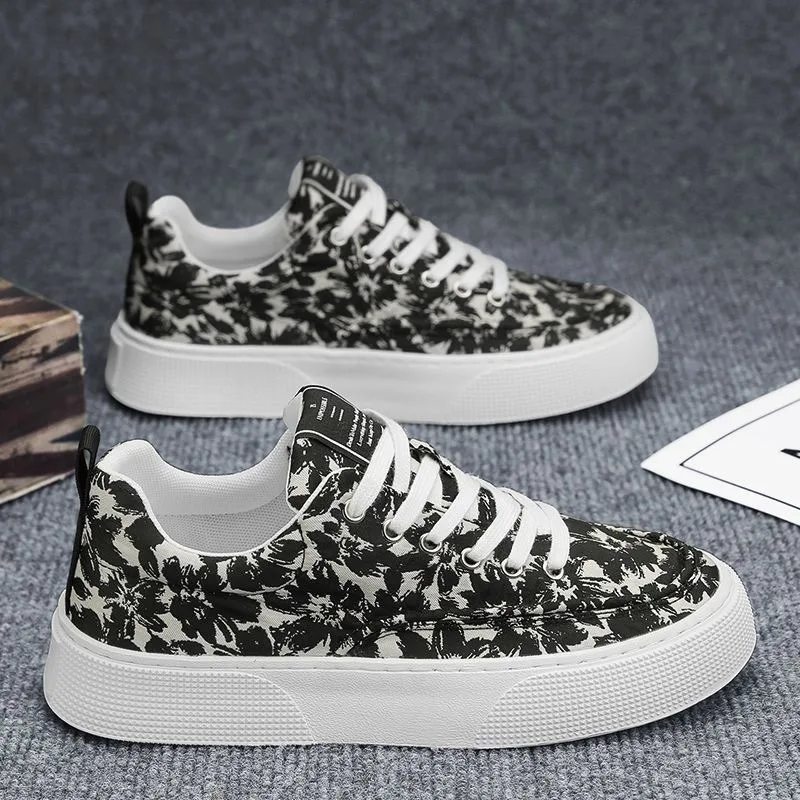 Мужские повседневные ботинки коричневые парусиновые с изображением льда