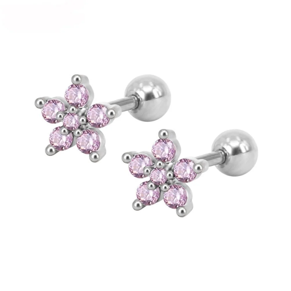 Delysia King Women Zircon Flowers Stud Earrings Simple and Stylish Jewelry