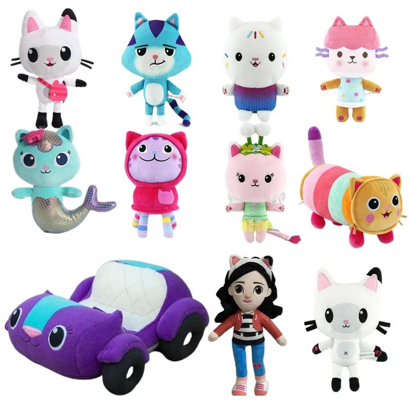 

2022 Kawaii Gabbys Dollhouse Plush Toy Cartoon Stuffed Animals Mermaid Gaby Cat Anime Plushie Dolls Kids Girl Birthday Gifts