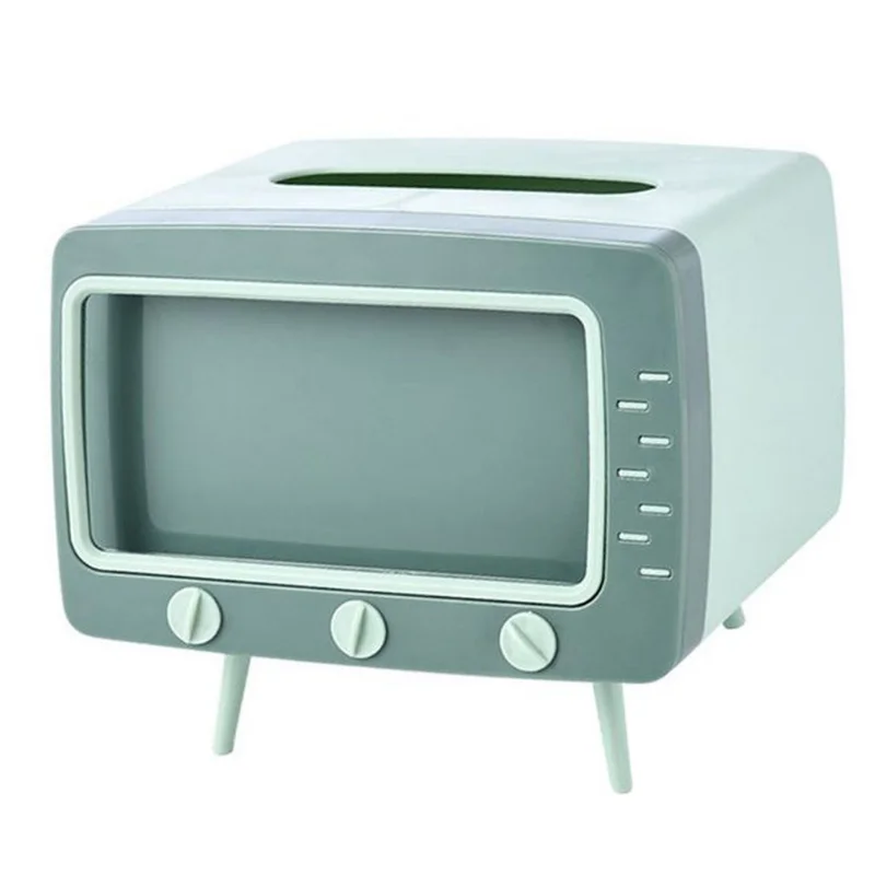 

Cute Tissue Box Storage Multifunctional Creative Paper Pumping Phone Holder Paper Storage Box Dust-proof Household TV Shape