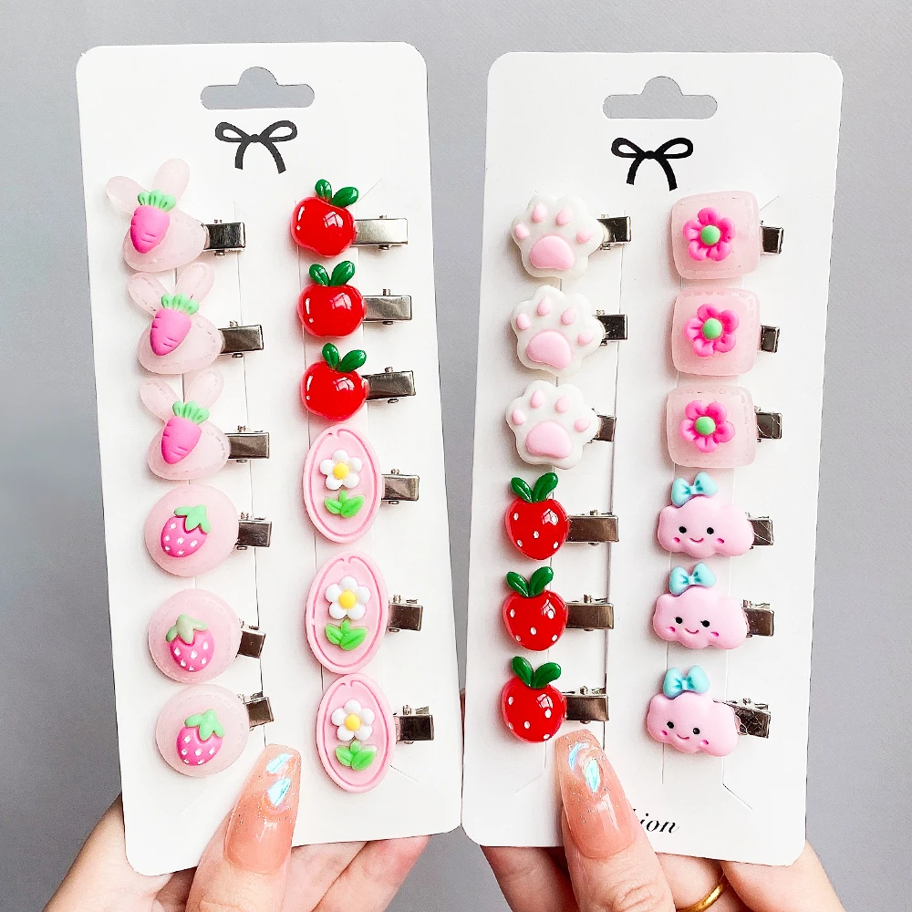 

5Pcs/Set Cute Sweet Mini Hair Clips For Girls Lovely Heart Kids Hairpins Cartoon Flower Hairpins Women Headwear Hair Accessories
