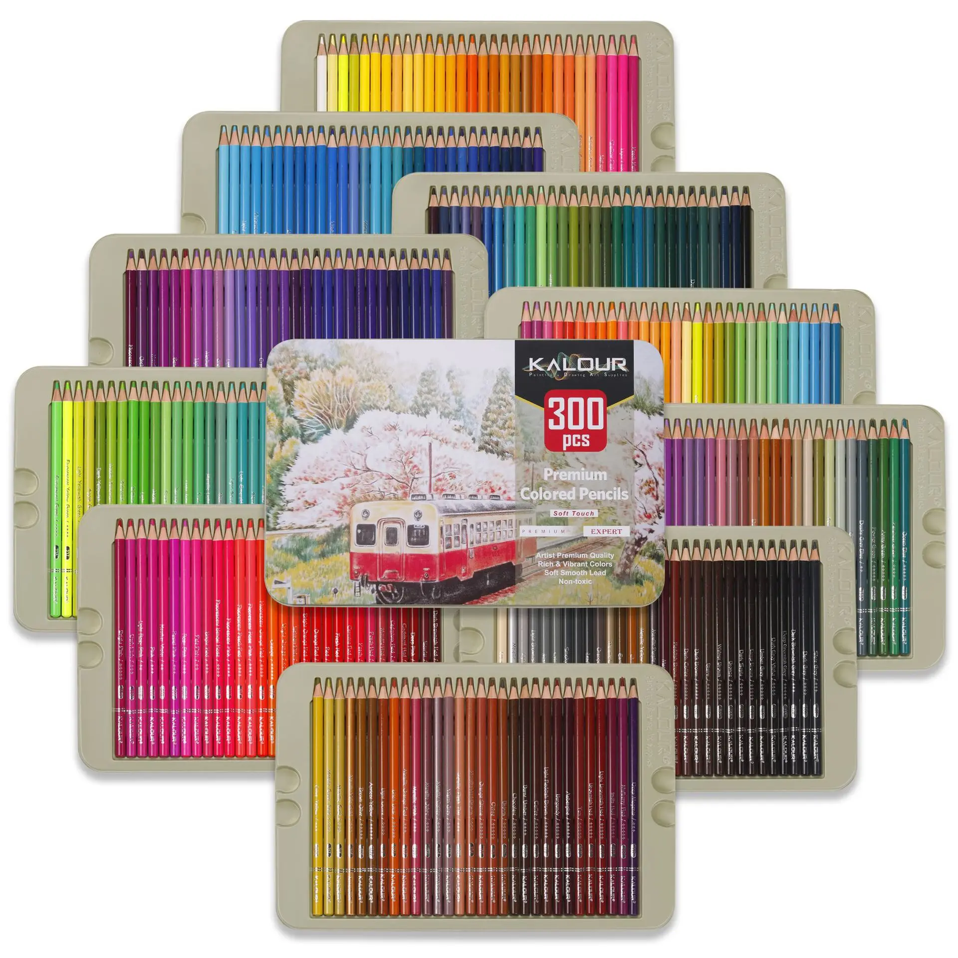 New Colored Pencil 300 Pcs Set Color Iron Box Pack Gift Box 