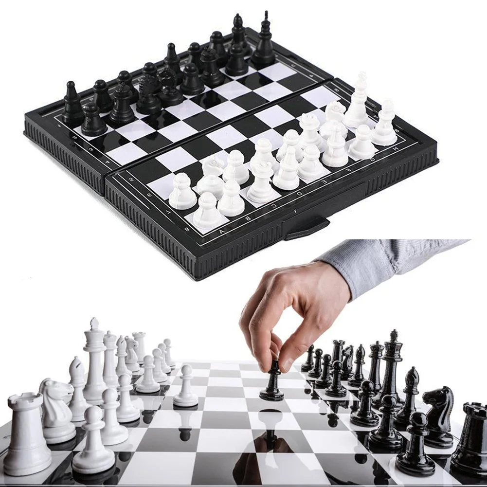 

Portable Magnetic Chess 13x13cm Plastic Metal Board Games Entertainment Chessboard Set Folding Indoor Logical Game Children Gift