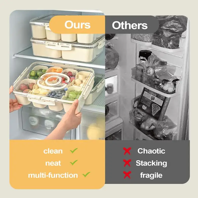 Контейнер для хранения продуктов разделенный органайзер закусок с 8 сетками