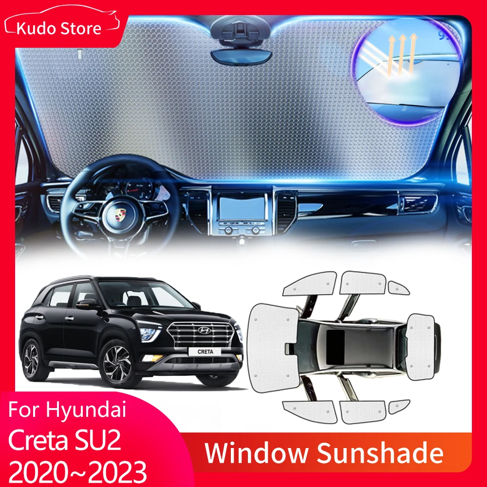 

Full Covers Sunshades for Hyundai Creta Cantus SU2 2020~2023 Rear Side Windshield Sun Visor Curtain Windows Mats Car Accessories