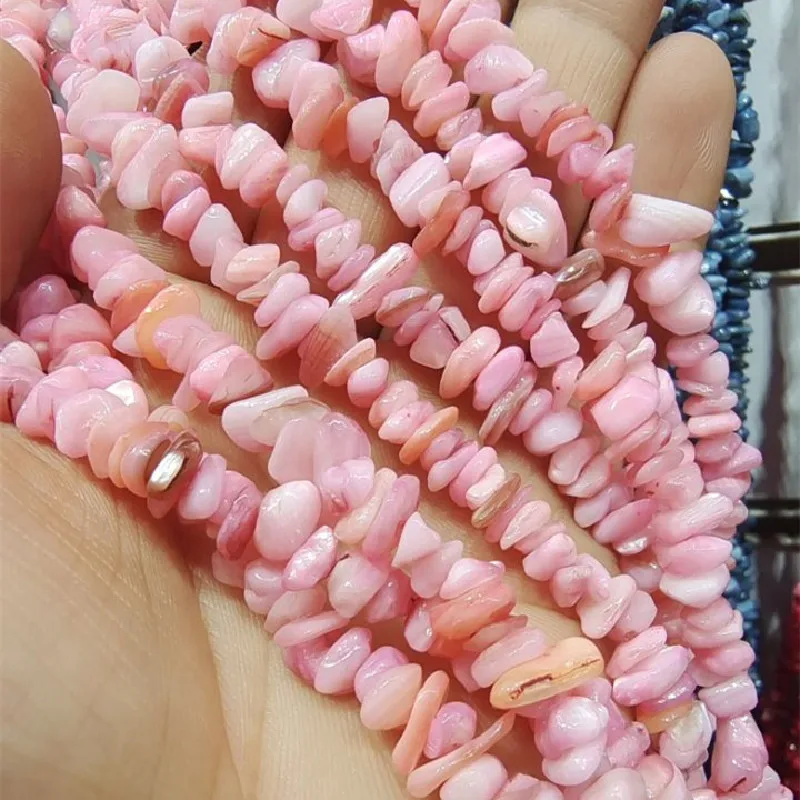 

60CM Length Nature Mother Of Pearl Chips Loose Shell Strings 4-6MM For Fashion Necklace Designs Beads Free Shipping Faster