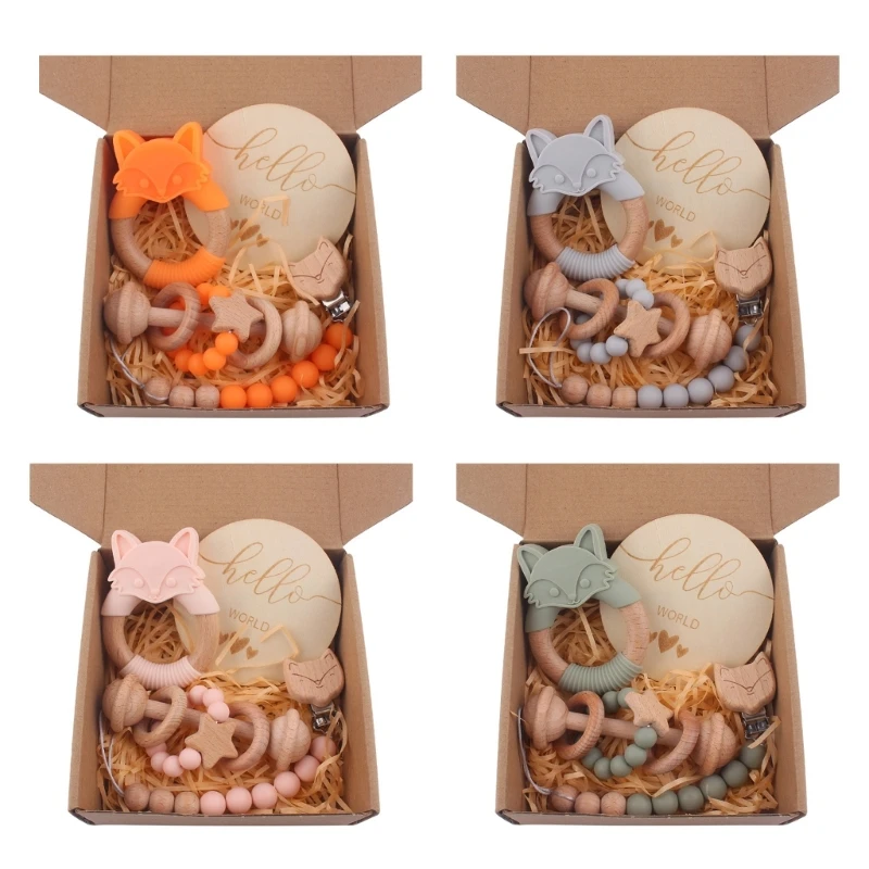 

4Pcs Baby Pacifier Chain with Teething Toy Silicone Beads Pacifier Strap