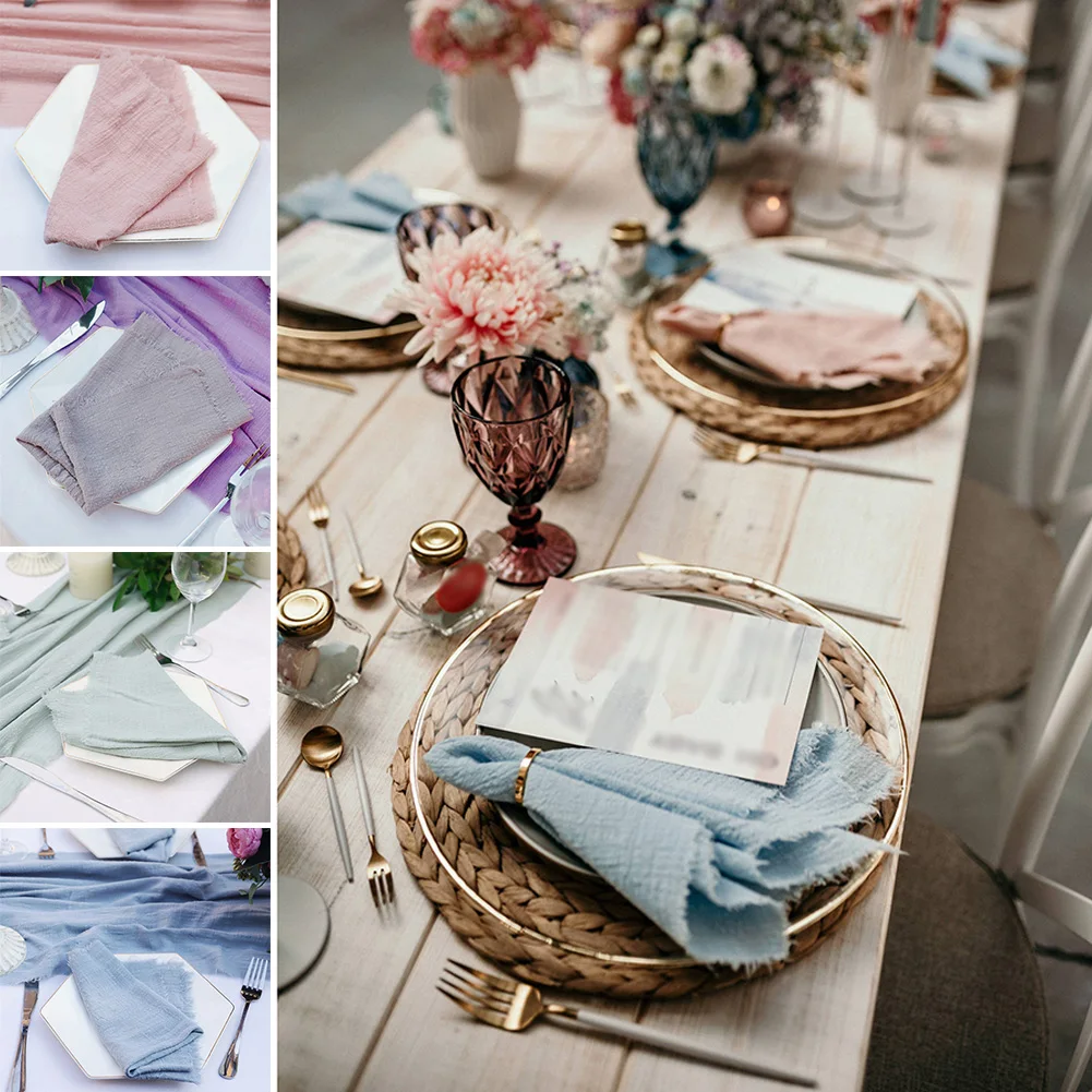 

Cloth Napkins Cotton Gauze Retro Burr Rustic Kitchen Towel Dining Place Mat Wedding Party Dinner Napkin Mariage Table Decoration