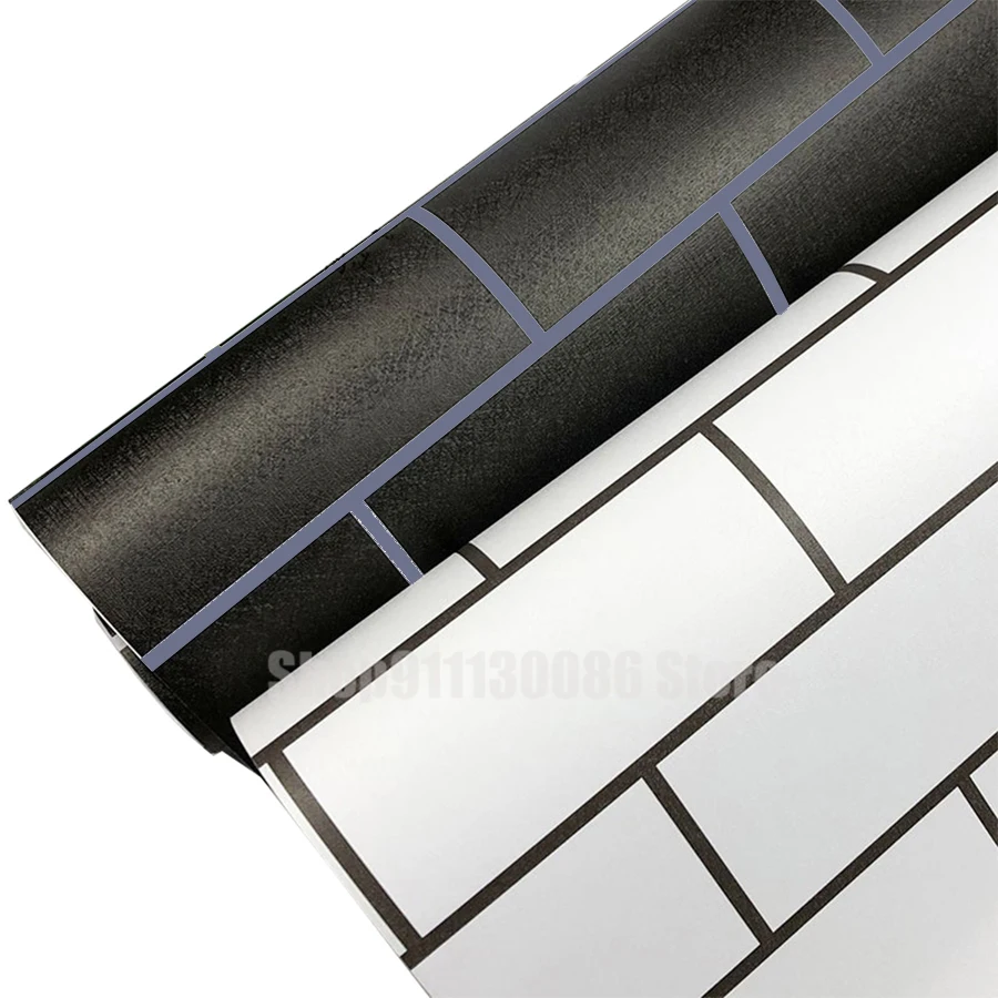 

Самоклеящиеся обои из ПВХ в скандинавском стиле, водонепроницаемые обои черного и белого цвета с имитацией кирпича, для телевизора, спальни, комнаты, Украшение стен