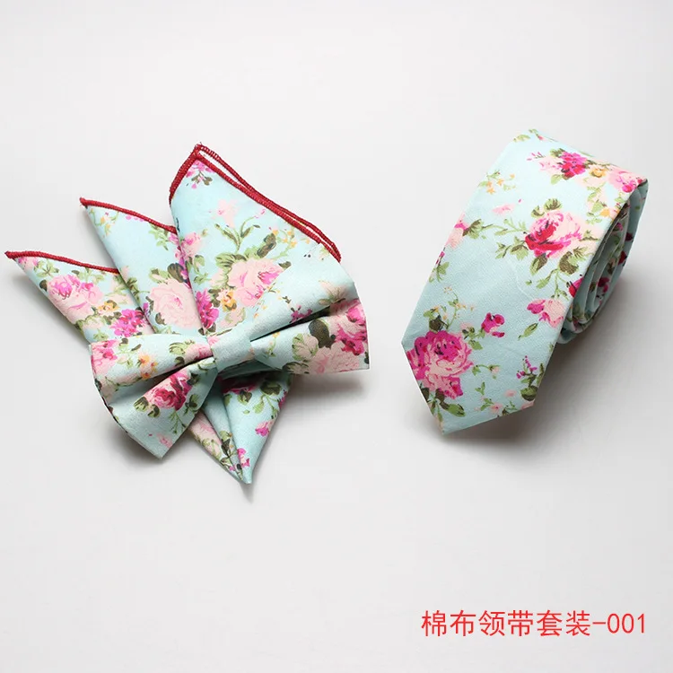 

Trendy Printed Cotton Tie Square Scarf Set Fashionable Bow Ties