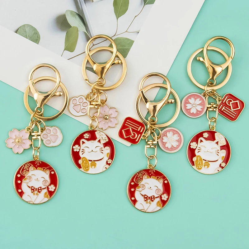

1Pc Cute Cartoon Cat Koi Keychain For Women Girls Creative Cat Paw Flower Key Chain Couple Bag Car Key Pendant Jewelry Gift