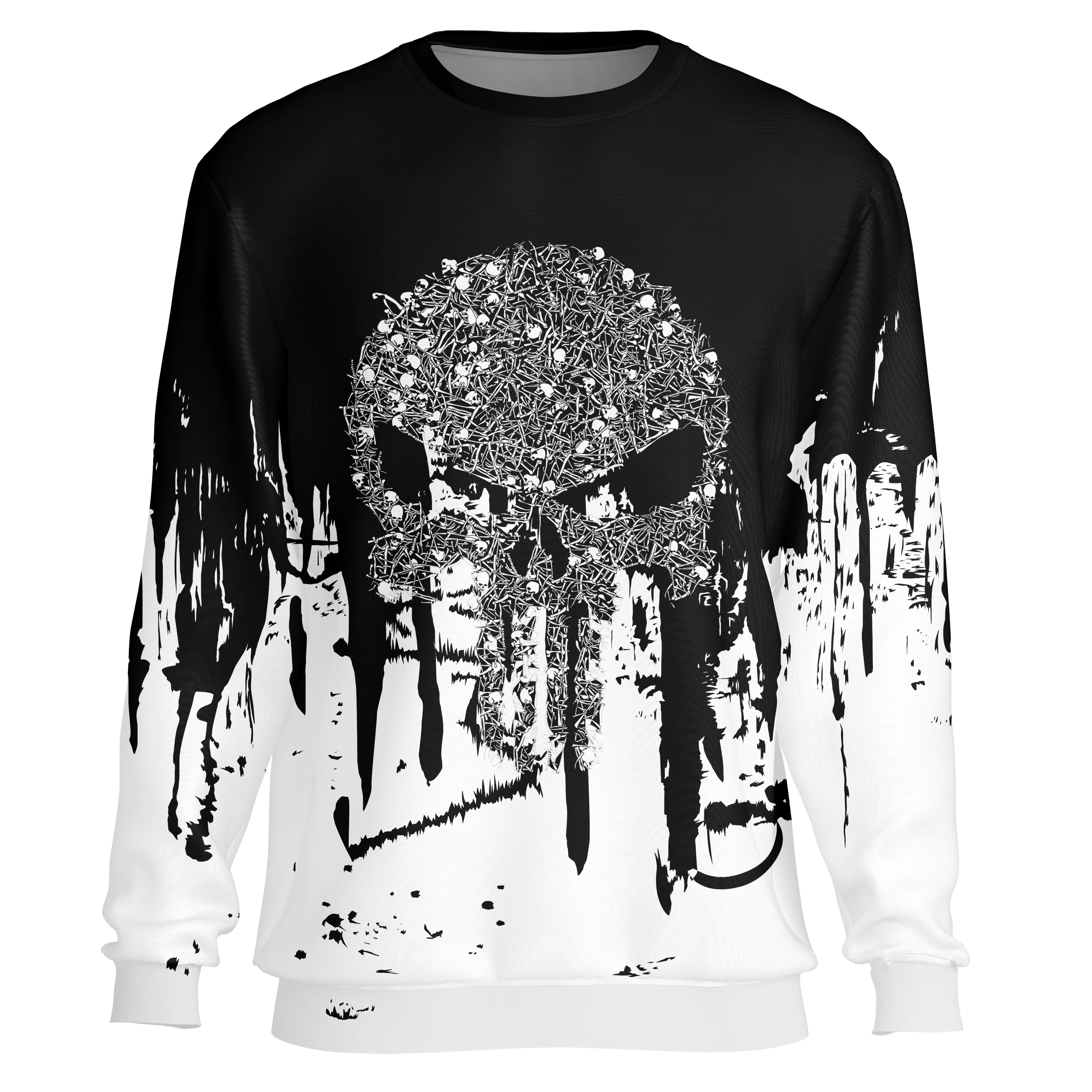Popluar Splash-ink Skull Oversized Sweatshirts 3D Men Autumn Polluver Hoodies Fashion Cool Gothic Punk Long Sleeve Clothing