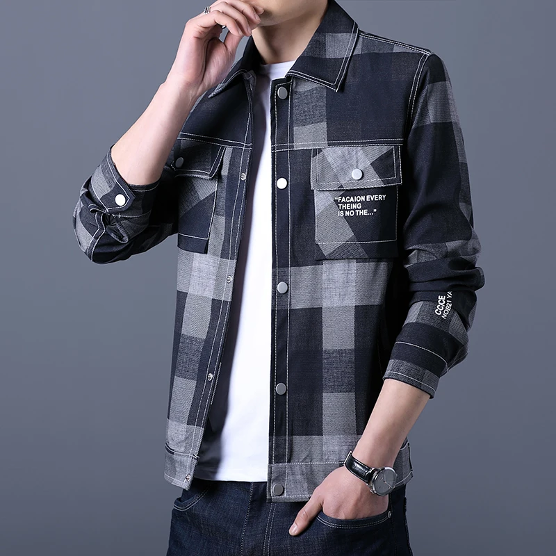 

2022 Autumn/Winter Top Fashion New Men's Casual Lapel Jacket/men's Slim Plaid Trend Has a Strong Sense Of Style And Stereo