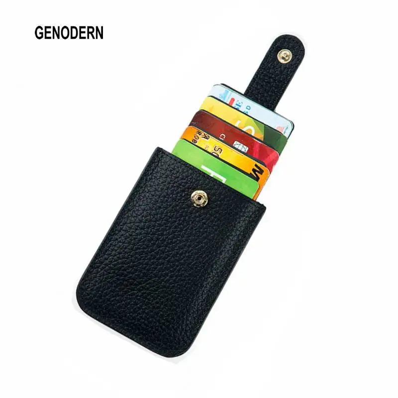 

Кошелек GENODERN из натуральной кожи для мужчин и женщин, тянущийся тонкий портативный держатель для кредитных карт с RFID-защитой