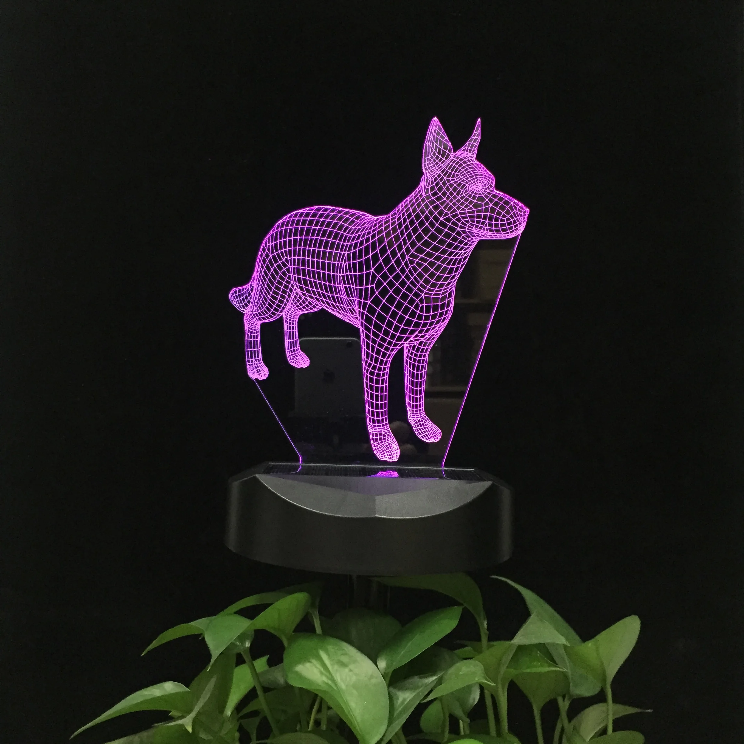 Husky Dog Solar Panel 3D LED Night Lamp Waterproof Landscape Lighting Outdoor Night Light for Yard Garden Lawn Dropshipping