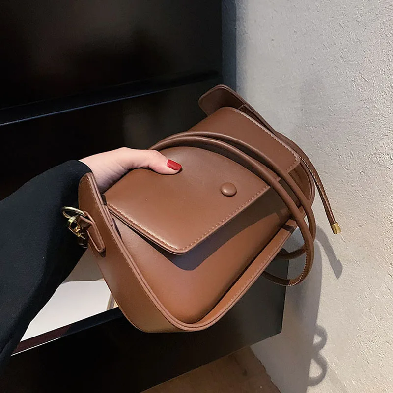 Сумка через плечо в стиле ретро для женщин маленькая милая однотонная Сумка-тоут