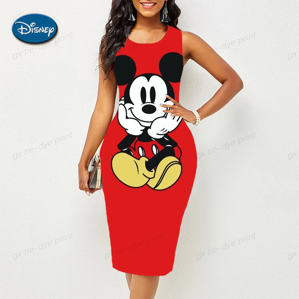 

2023 Summer Disney Minnie Mickey Mouse Dress Women's Tank Top Bodycon Mini Club Dress Dresses Casual Elegant Sheath Slim Dress