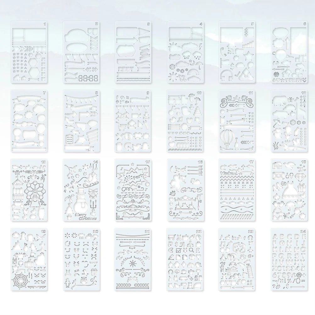 

Painting Template Cartoon Hollow Learning Painitng Stencils Drawing Tool for Children Kids 24pcs