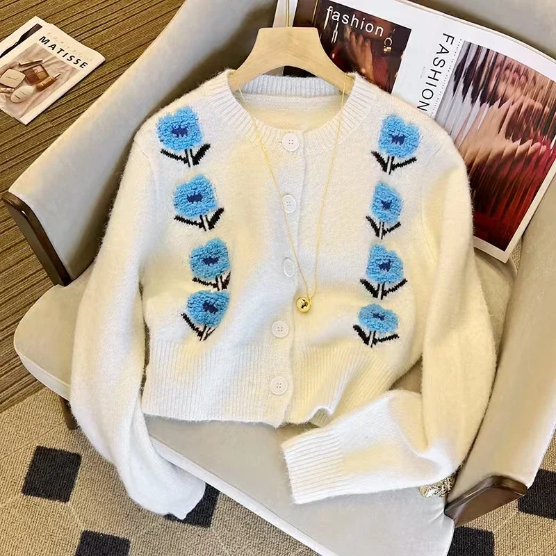 

Korean Fashion Sweater Pink Cardigan Women 2022 Y2k Tops Autumn Winter Sweaters Kawaii Long Sleeve Top Knitted Cropped Cardigans