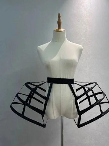 Классический черный кринолин в стиле рококо с поясом и вырезом спереди, полая клетка, корзина с 3 обручами, нижние юбки, бальное платье, короткая нижняя юбка