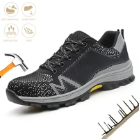 fashion safety shoes mens steel toe cap non slip puncture proof work boots indestructible breathable light comfortable sneakers