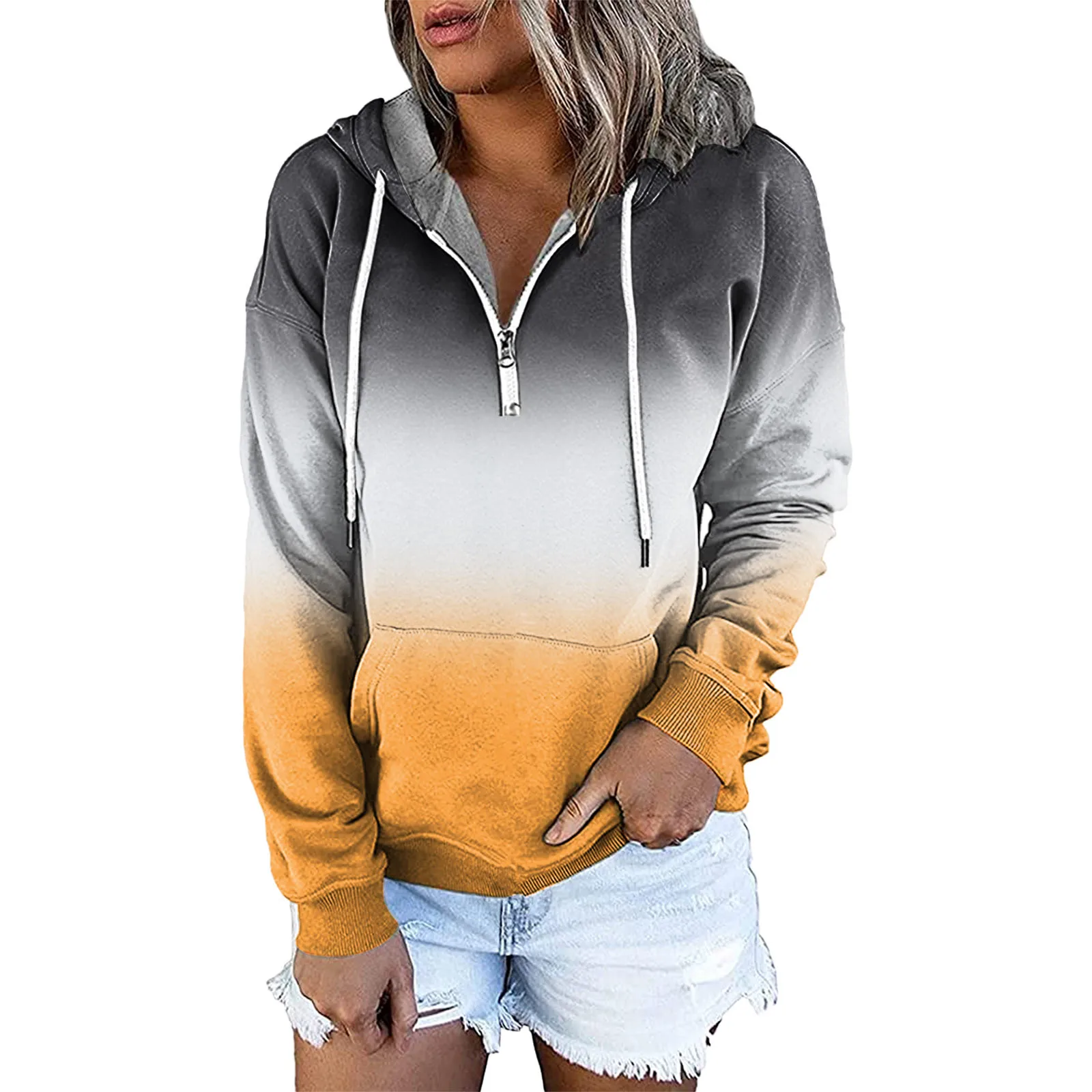

Casual And With Pocket Clothes Sleeve Prints Pullover Sweatshirts Hoodies Zipper Long Women's Oversized Womens Sweatshirt Plain