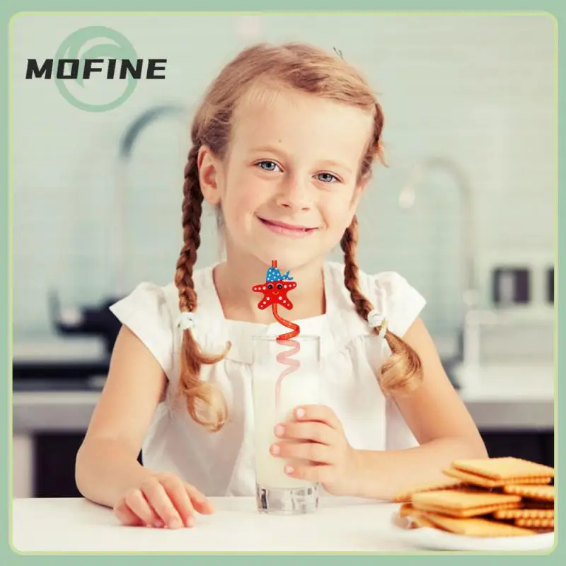 

Cartoon Temperature Resistance Plastic Drinking Straws Easy Cleaning Milk Tea Juice Straws Food Grade Recycled Party Supplies