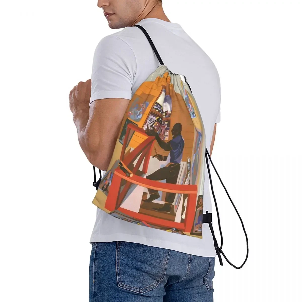 Рюкзаки на шнурке для мужчин и женщин повседневные портативные сумки с карманами