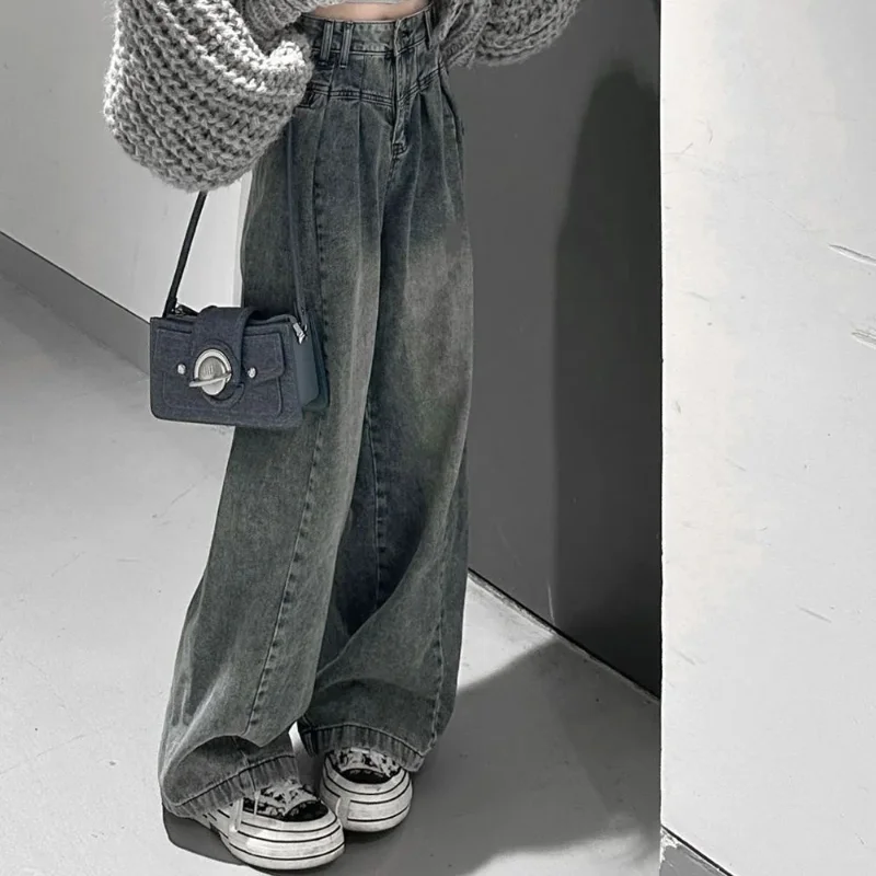 2023 Spring and Autumn New Design Sense High Waist Straight Slender Loose Fit Jeans