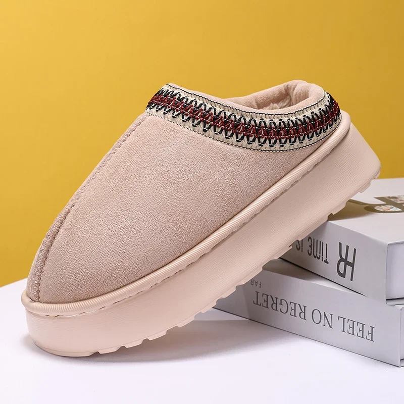 Thick sole cotton slippers women winter indoor home non-slip plus fleece warm 2024 new Baotou drag ladies casual