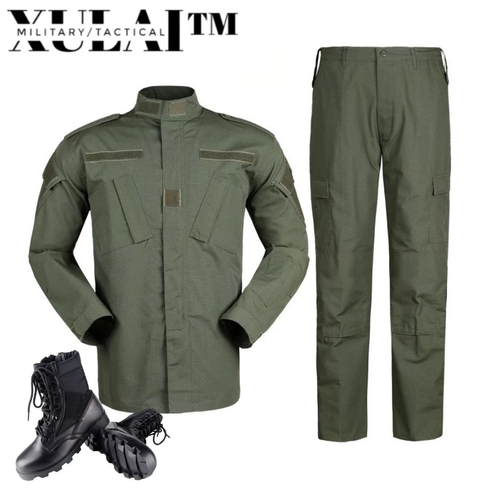 Men's Sets Army Green Army Uniform ACU Ribstop Military Uiforms With Army Combat Boots