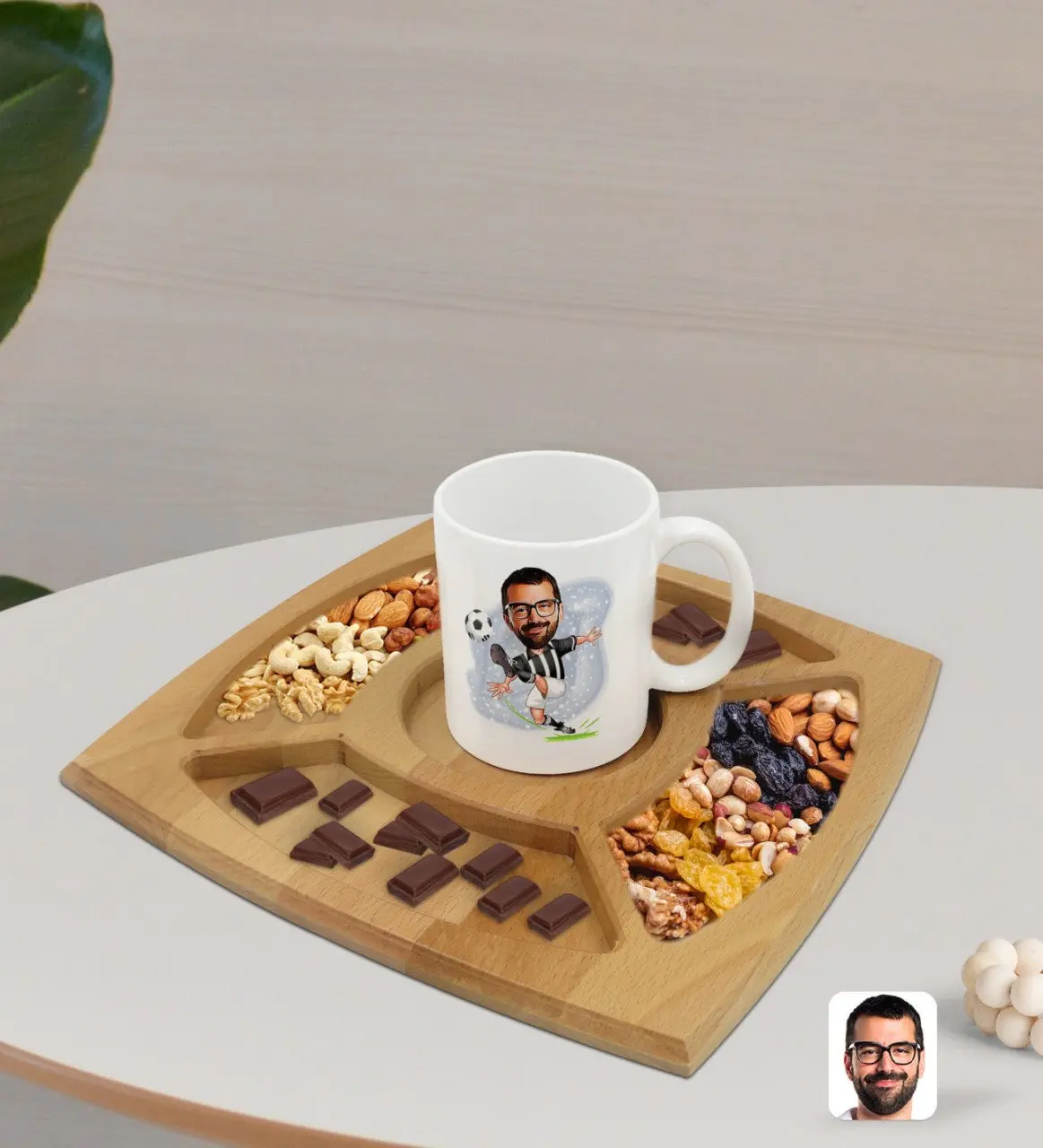 

Персонализированная черно-белая футбольная кружка с 4 отделениями