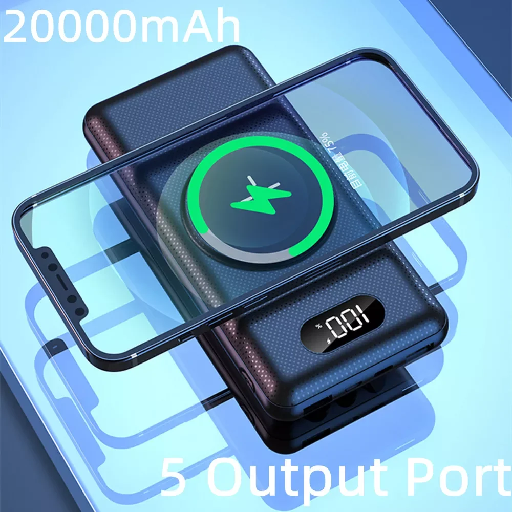 

NEW 20000mAh Power Bank Wireless Charger External Battery PD 22.5W Fast Charging Portable Charging Mobile Spare Battery Pack