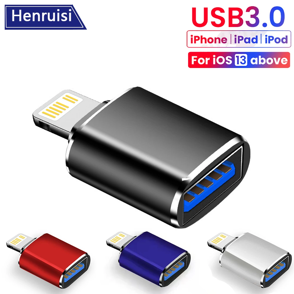 

USB3.0 OTG Adapter For iPhone 14 13 12 11 Pro XS Max XR X 8 7 6s iPad U Disk Lighting Male to USB 3.0 Adapter for iOS 13 above