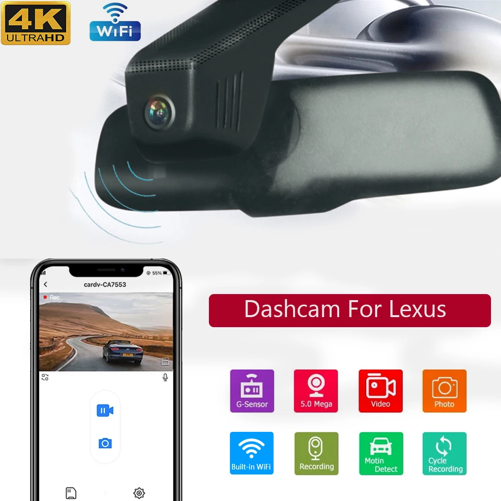 

Car Dash Cam for Lexus LX LX570,for Toyota Land Cruiser 2017 to 2022,4K Dvrs OEM Style,Auto Video Recorders