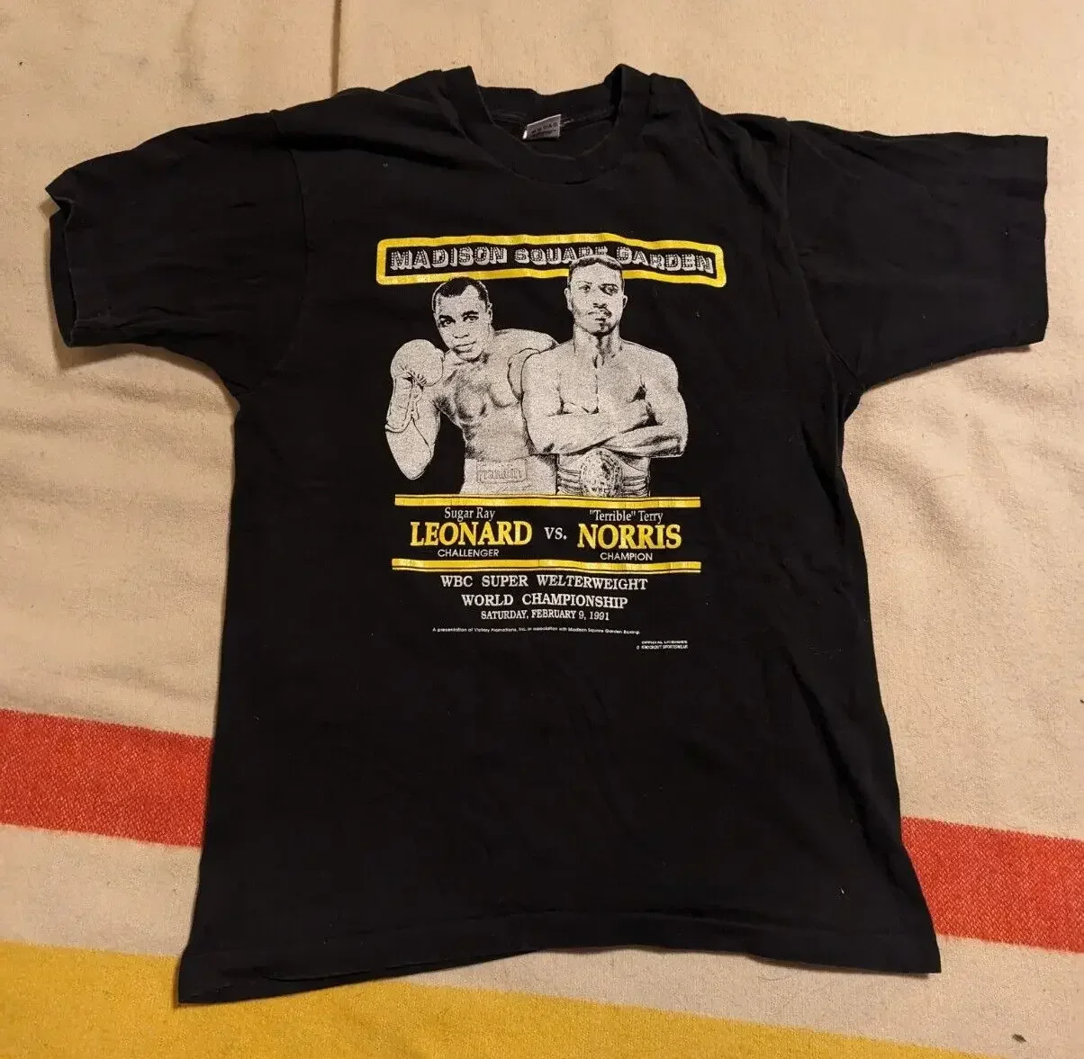 Винтажная Футболка 1991 с изображением сахарного Рэй Леонарда против ужаса Терри