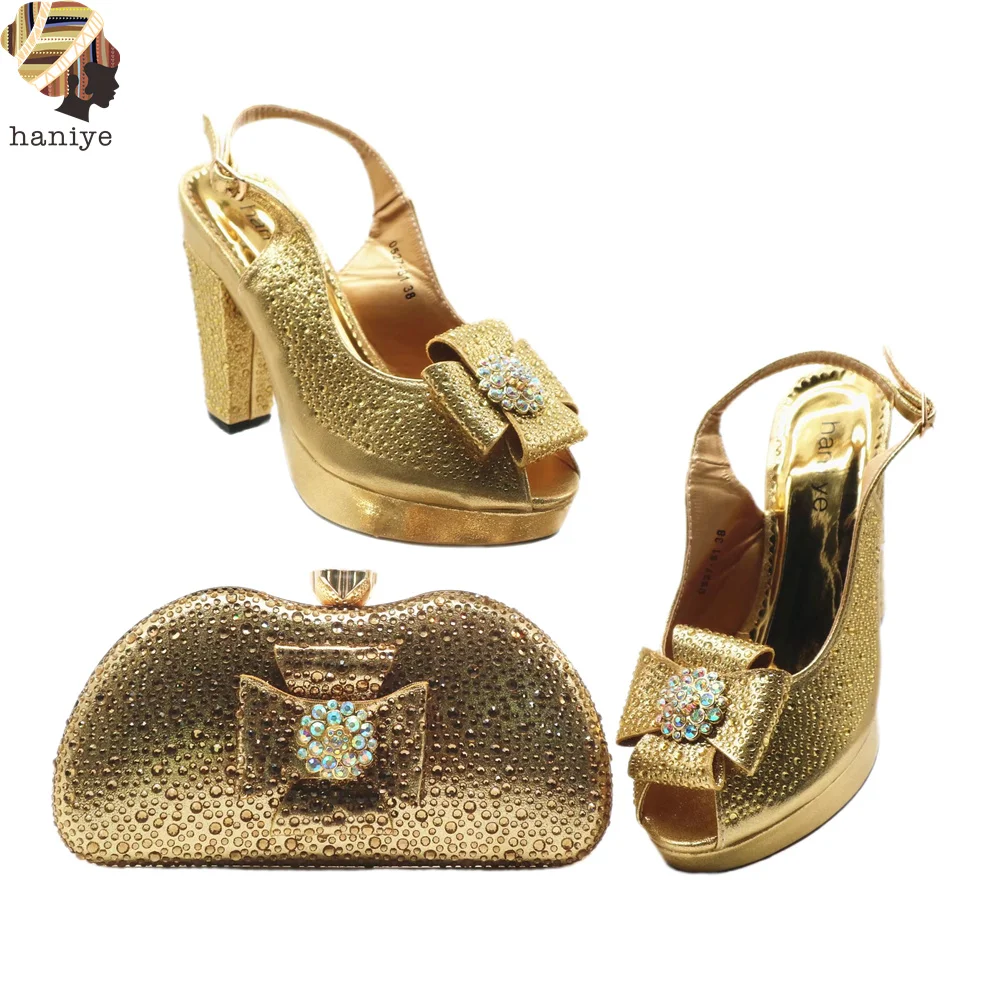 Haniye Shell Shape Clutch Bag With High-heeled Sandals Fashion Rhinestone Shoes Matching Bag Set In Italian Style