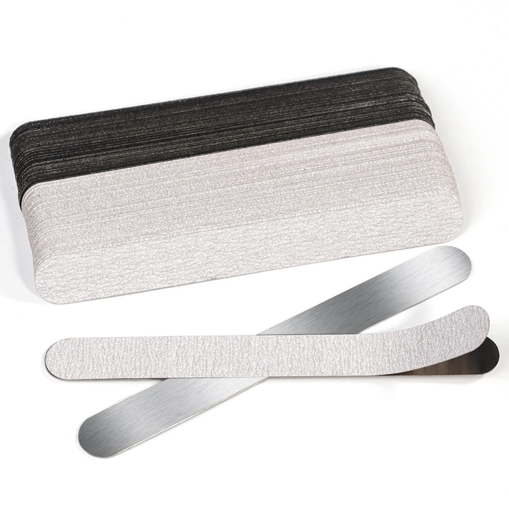 

Nail File Ket Stainless Steel File Replacement SandPaper With Metal 100/180/240 Grit Removable Durable Strips Straight File