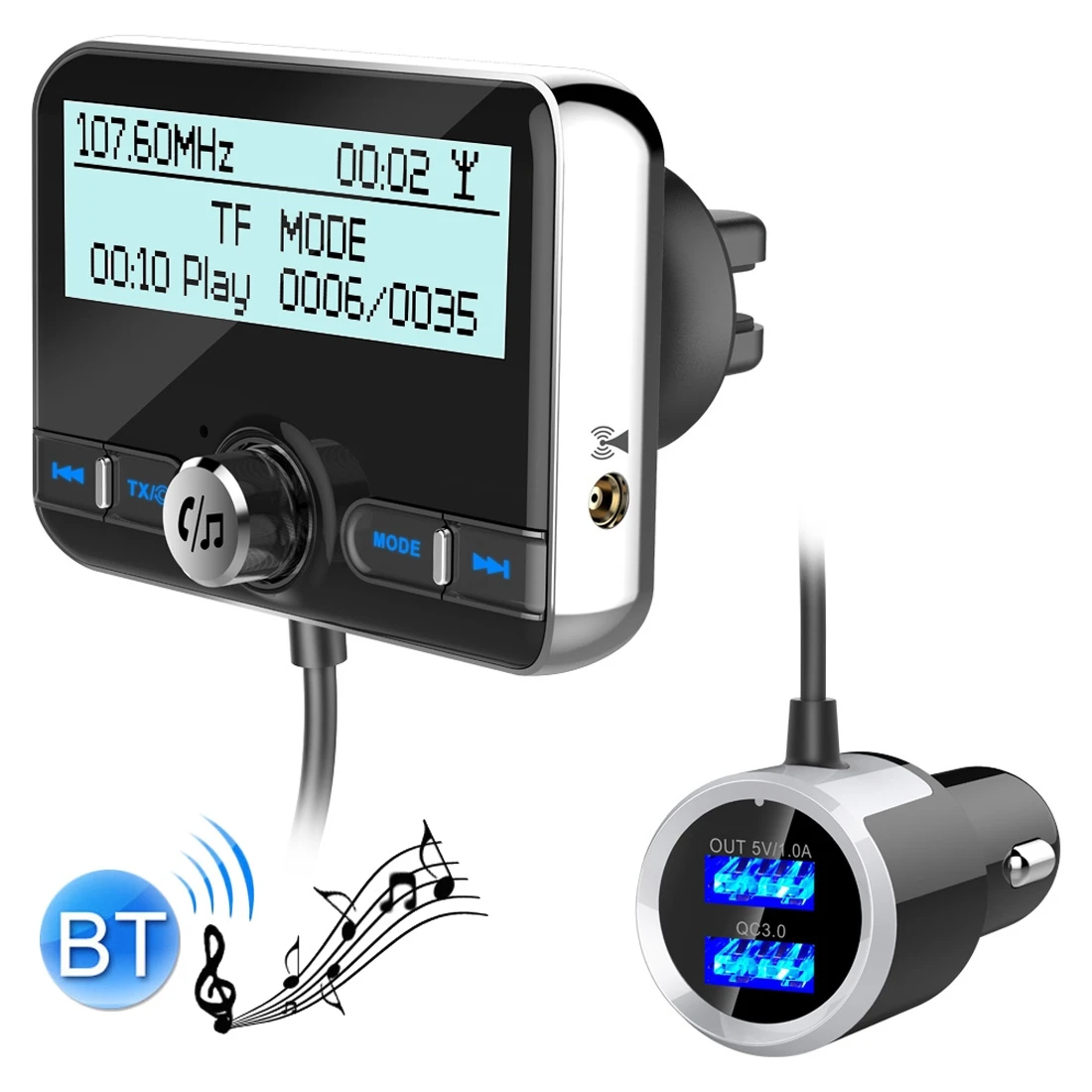 

DAB002 Car DAB Dual USB Charging Smart Bluetooth Digital FM Transmitter MP3 Music Player Car Kit, Support Hands-Free Call & TF