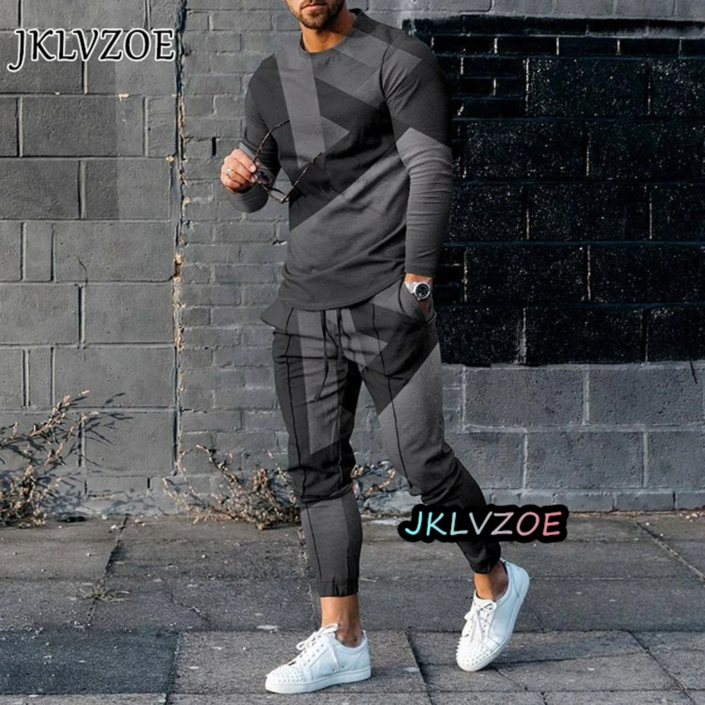 Loose Clothes Outfits Classic 3D Printed Long Sleeve T Shirtset Men's Jogging Sportswear Sweatpants Autumn Oversized Breathable