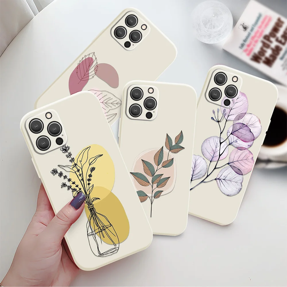 

Leaf Phone Case for Iphone 14Pro 13 12 Mini 11 Pro Max Shockproof Cover Fundas for Iphone XS X XR 7 8 SE 2022 2020 14Plus