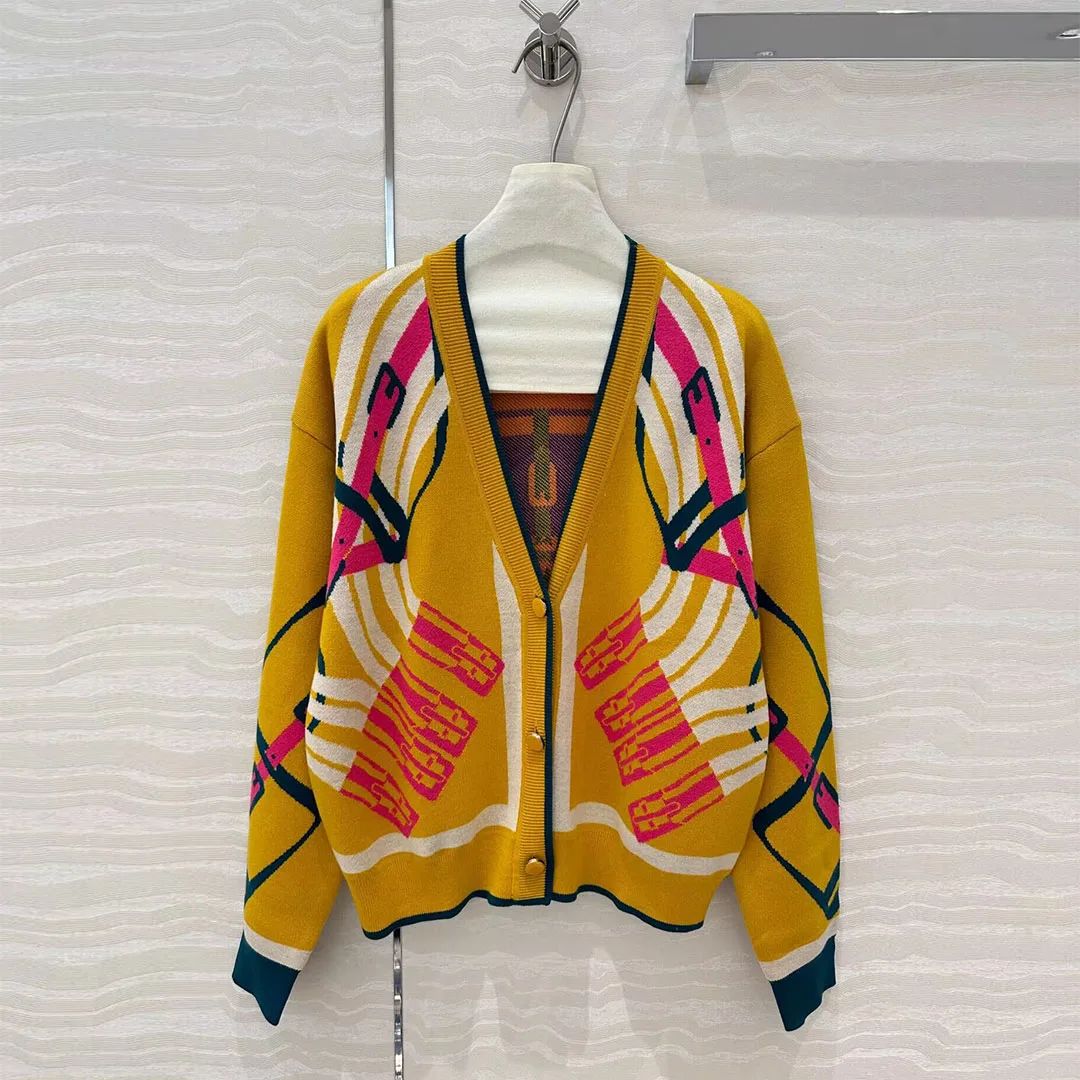 Новинка 2024 модный шерстяной кашемировый контрастный женский свитер с V-образным