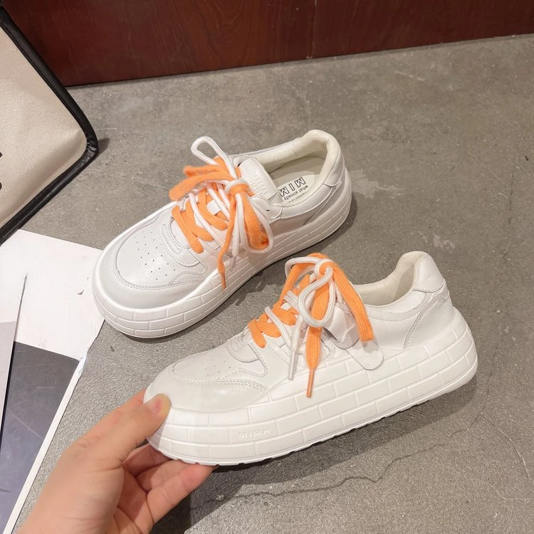 

Women's Shoes Thick Sole Round Toe Flat Heel Casual Women's Sports Shoes Shallow Lace Up New Summer Colorblock Vulcanized Shoes