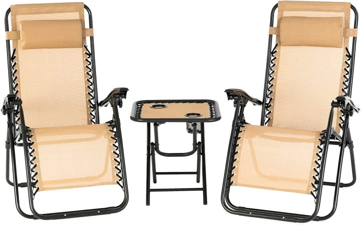 

POPTOP 3 шт. шезлонг с нулевой гравитацией, пляжные стулья, стулья для патио, регулируемое складное кресло с складным столом, уличный двор Beac