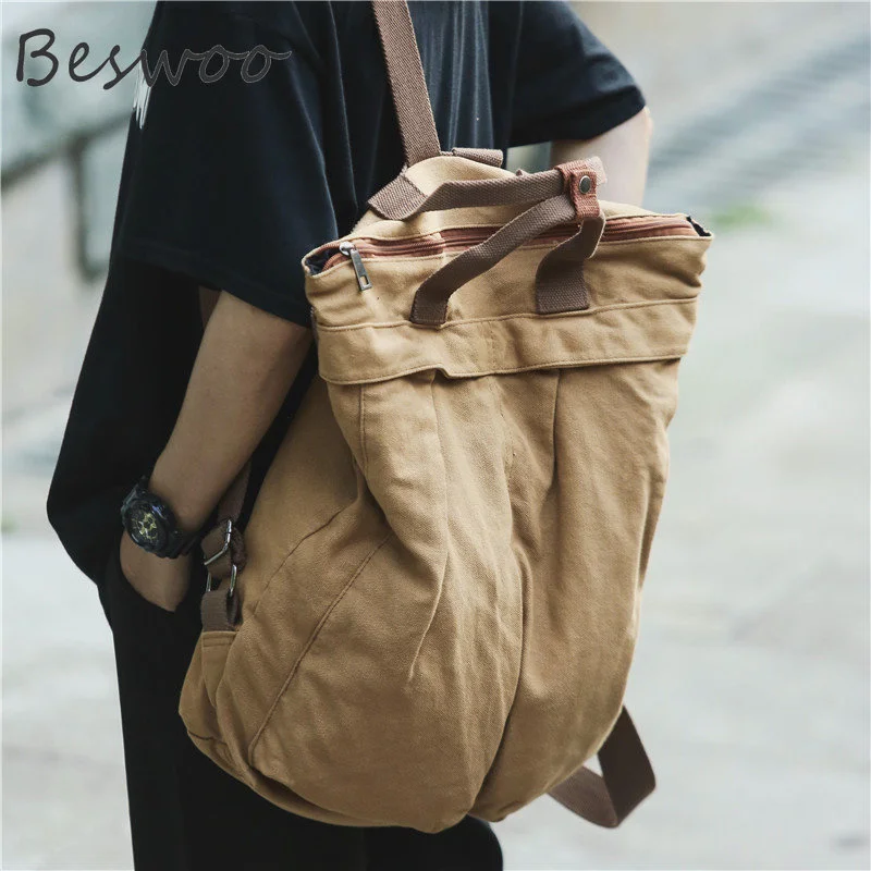 

New 2023 Canvas Backpack Female Retro Simple Travel Bag Large Capacity Solid Color Unisex Knapsack Leisure Backpacks for Women
