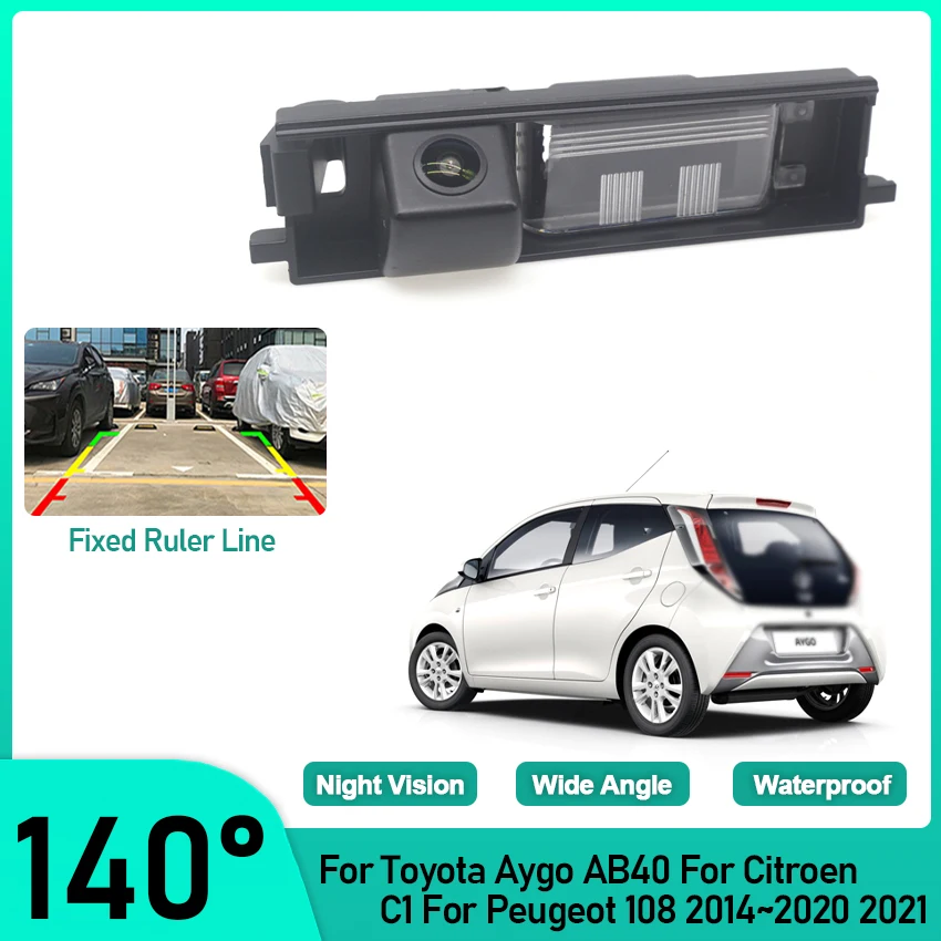 Камера заднего вида CCD HD рыбий глаз для Toyota Aygo AB40 Citroen C1 Peugeot 108 2014 ~ 2019 2021