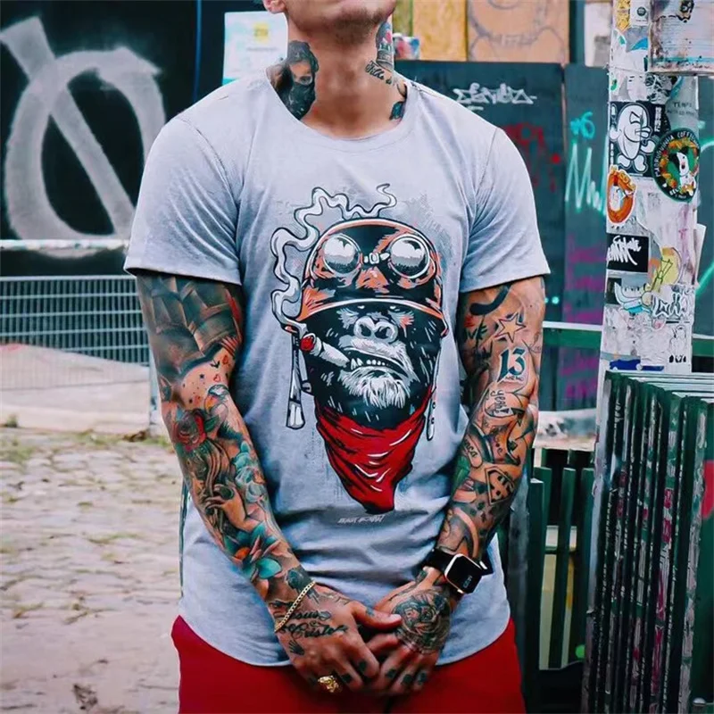

Funny Monkey Men's T-shirts Anime Animal Print Short Sleeve Top Summer Party Festive Tees Hip Hop Oversized T-shirt Streetwear